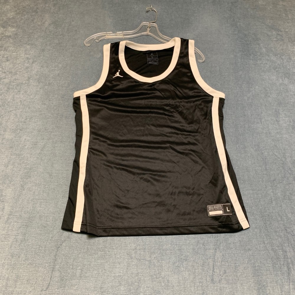 Jordan Dri Fit Basketball Jersey Womens Black Large Logo Sleeveless Performance